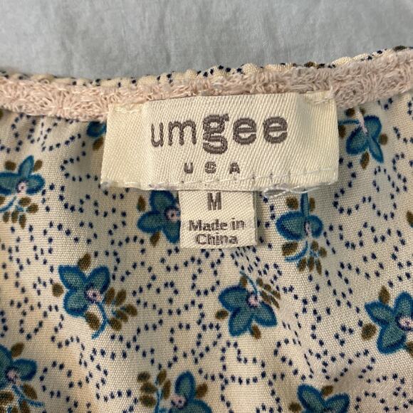 Umgee Mixed Media Waffle Knit and Ruffle Sleeve Boho Top Size Medium - Picture 4 of 7